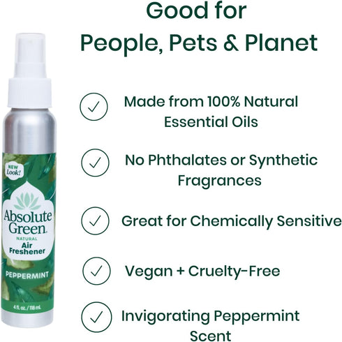 100% Natural Air Freshener Room Spray, PEPPERMINT, Non-Toxic,Safe Around Home, Food, Kids,Pets, Odor Eliminator, non-aerosol (Pack of 1) 4 oz...