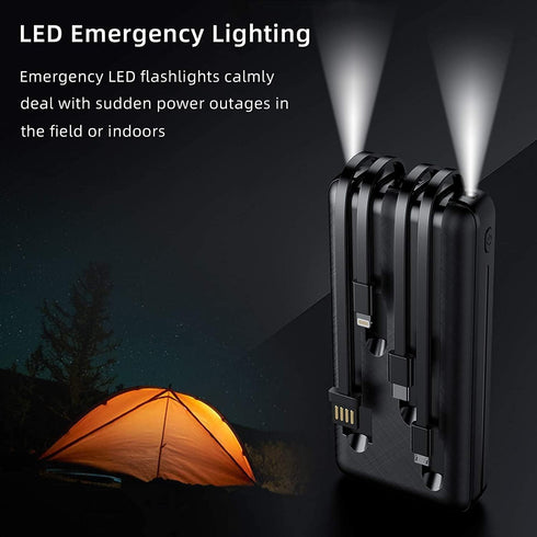 Portable Charger with Built in Cables, 20000mAh Power Bank 4 Output 3 Input, USB C Travel Charger for Multiple Devices, Battery Pack Compatible wi...