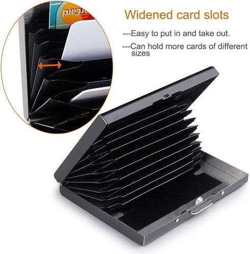 EASTNIGHTS RFID Credit Card Holder Protector Metal Credit Card Wallet Business Card Holder for Men Women Gift Box Package (Black)...