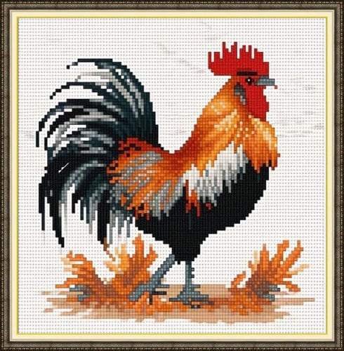 14 CT Cross Stitch Kits for Beginners Golden Chicken Printed Stamped Cross-Stitch Supplies Needlework Printed Embroidery Kits DIY Kits Needlepoint...