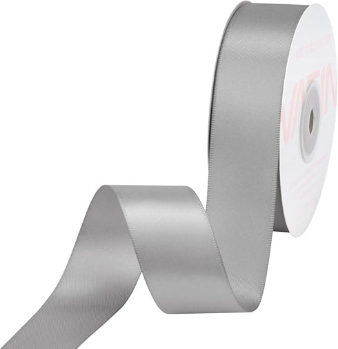 VATIN Double Face Deep Silver Satin Ribbon 1" Continuous 25 Yards,Silver Polyester Fabric Ribbon use for Bows Bouquet, Gift Wrapping, Floral Arran...