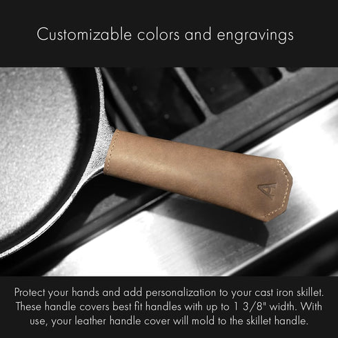 Leather Pot Handle Cover – Handmade Skillet Handle Sleeve – Heat-Resistant Full Grain Leather – Fits Cast Iron Pans – Made in USA...