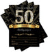50th Birthday Party Invitations 5x7 Black & Gold Cards with Envelopes and Gold Metallic Pen (Pack of 25)...