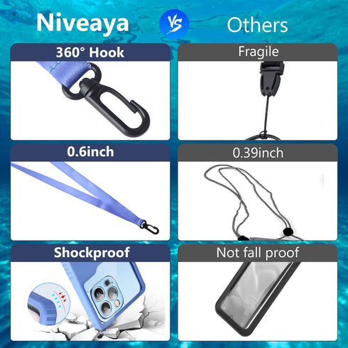 Niveaya Waterproof Phone Pouch, Waterproof Phone Case Compatible for iPhone 15 14 13 12 Pro Max Up to 7", IPX8 Cellphone Kayak Accessories, Travel...