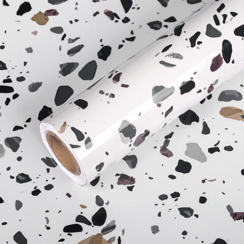 Terrazzo Granite Contact Paper Stick and Peel Wallpaper for Countertops Waterproof Self Adhesive Marble Terrazzo Wall Paper Roll for Decorative Ki...