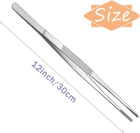 Stainless Steel 2 PCS 12 Inch Tongs with Serrated Tips for Cooking & Baking...