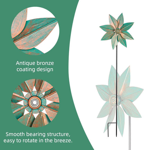 Pinwheels for Yard and Garden, 38 Inches Metal Kinetic Wind Spinner for Outdoor Garden Patio Yard Decor...
