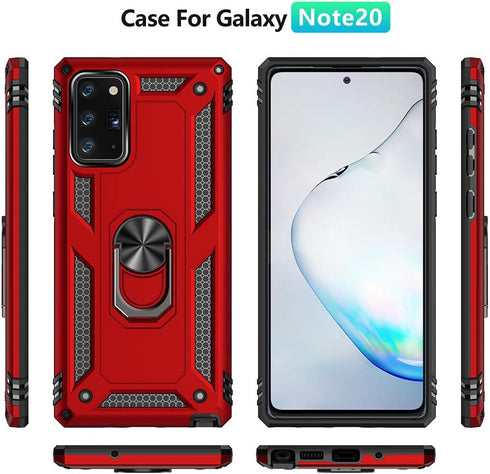 Military Grade Drop Impact for Samsung Galaxy Note 20 Case Note 20 5G Case 360 Metal Rotating Ring Kickstand Holder Armor Heavy Duty Shockproof Ca...