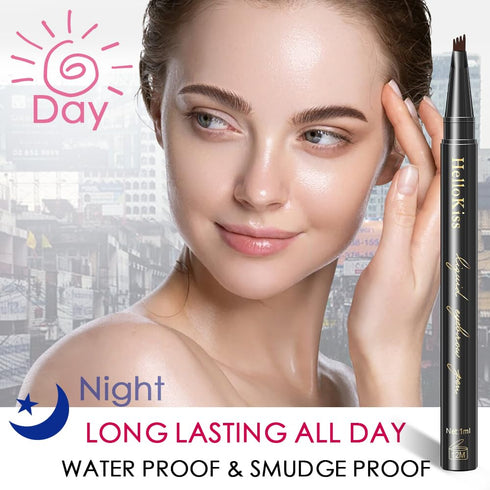 Eyebrow Pencil Dark Brown, Waterproof Microblade Eyebrow Pen 4 Fork Tip Pencil,Smudge Proof Brow Pen Long Lasting Lift & Snatch Liquid Brow Eyebro...