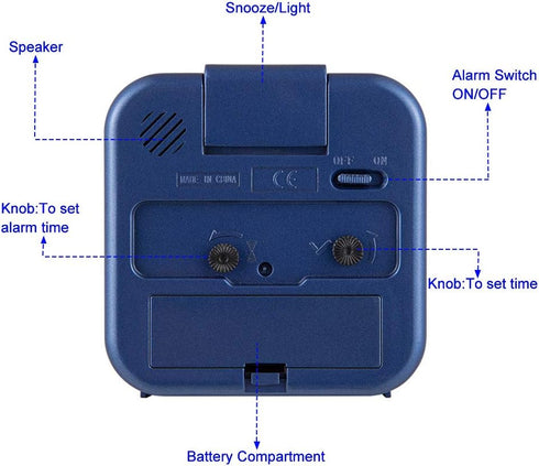 Small Battery Operated Analog Alarm Clock Silent Non Ticking, Ascending Beep Sounds, Snooze,Light Functions (Blue)...
