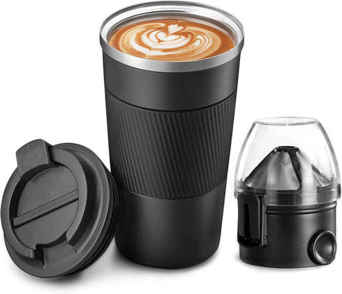 Portable Pour Over Coffee Travel Mug with Reusable Filter, 13oz Stainless Steel Vacuum Thermal Cup, Drip Coffee Tea Cup Maker Set for Camping Trip...