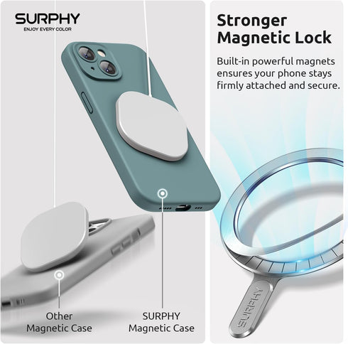 SURPHY Designed for iPhone 15 Case Compatible with MagSafe (6.1 inch 2023), with 2 Pack Screen Protector, Liquid Silicone Phone Case (Camera Prote...
