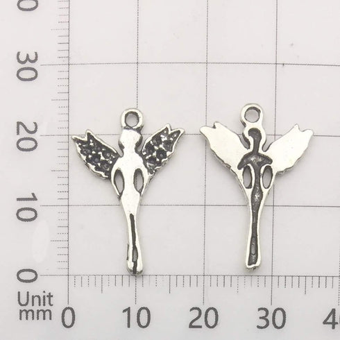 iloveDIYbeads 100g (66pcs) Craft Supplies Antique Silver Wings Angel Fairy Charms Pendants for Crafting, Jewelry Findings Making Accessory for DIY...