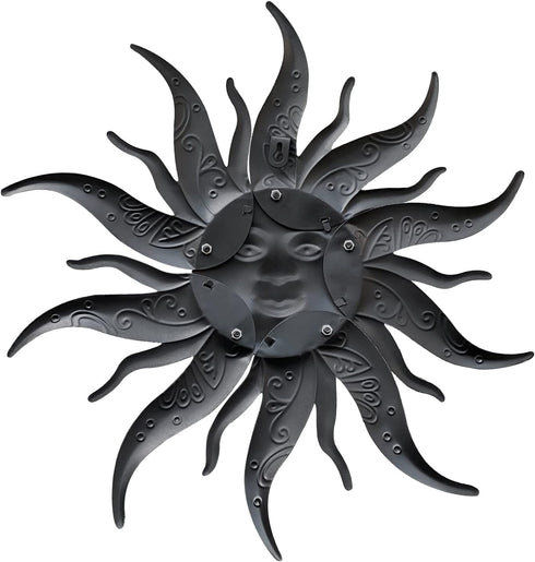 Metal Sun Wall Art Decor-17.3 inches Rustic Retro Metal Sun Hanging Decoration for Indoor Outdoor,Gift for Mom Dad Friends(Gold)...