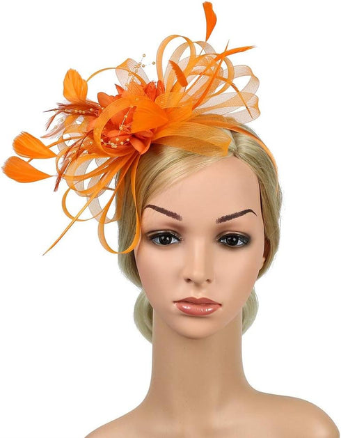 Song Qing Women's Fascinator Feather Flower Hair Clip Pin Brooch Corsage Bridal Hairband Derby Hat Cocktail Party Wedding...