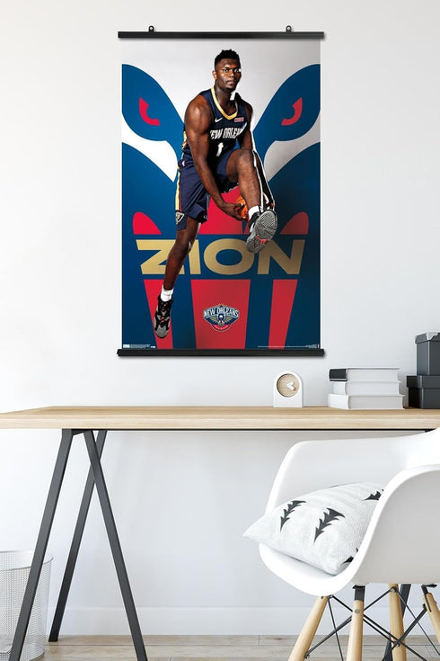 Trends International NBA New Orleans Pelicans - Zion Williamson 19 Wall Poster, 22.375" x 34", Premium Poster & Clip Bundle...