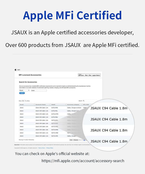 JSAUX ?Apple MFi Certified? Lightning Cable 6ft, iPhone Charger Cable Nylon Braided Heavy Duty, Upgraded C89 USB Lightning Cord for iPhone 11 Xs M...