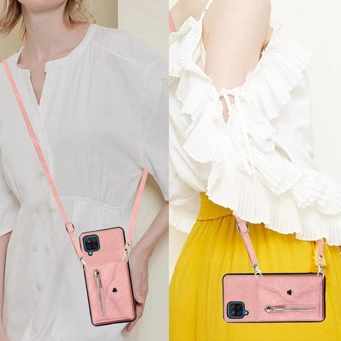 Phone Case for Samsung Galaxy A12/M12 Wallet Cover with Wrist Crossbody Strap Shoulder Lanyard Credit Card Holder Stand Leather Cell Accessories A...