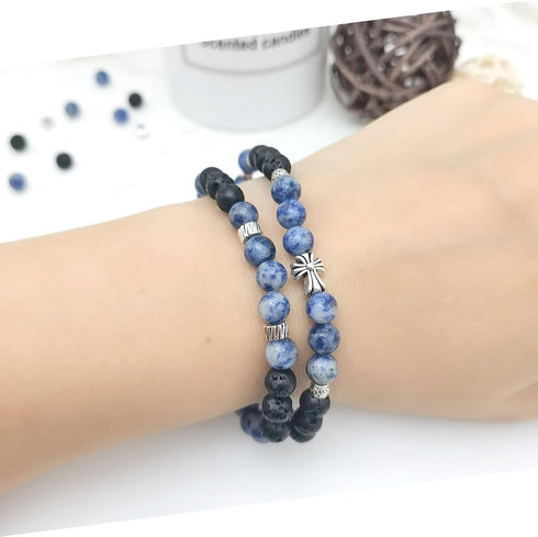 180pcs Stone Beads Jewelry Making Kit, Natural Gemstone Healing Round & Chip Beads with Tibetan Silver Spacer Beads for Bracelet kit...