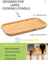 Large Wooden Spoon Rest, 9.7'' Stove Top Bamboo Spoon Holder, Kitchen Counter Cooking Utensils Rest, Farmhouse Small Food Serving Tray for Spatula...