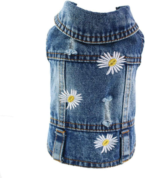 Pet Clothes Denim Dog Costume Summer Cowboy Vest Daisy Shirt Jeans Jacket Puppy Clothing for Chihuahua Yorkies...