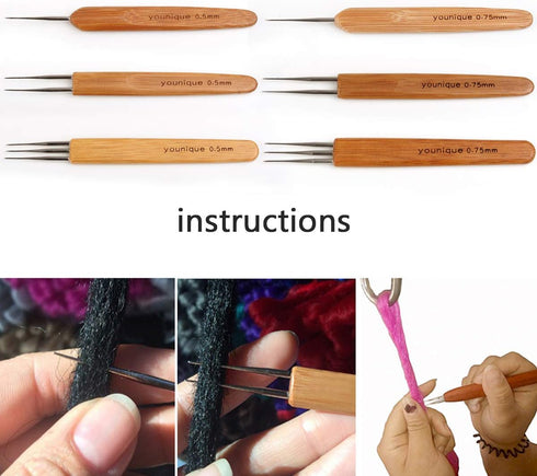 Dreadlocks Crochet Hook for Hair 3pcs/set (1 hook, 2 hooks, 3 hooks) 0.75mm Dreadlock Hooks with Wooden Handle Crochet Needles for Hair Dreadlock ...
