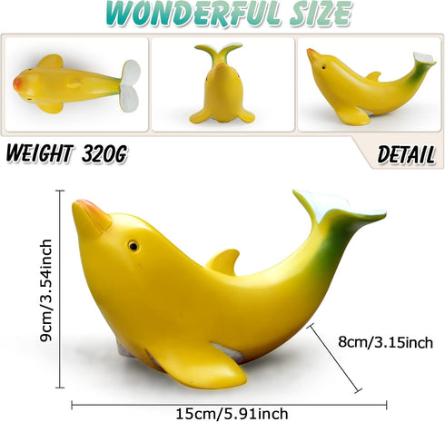 Lhocm Cute Banana Dolphin Home Decor Garden Statues, Funny Dolphin Ornaments Handmade Garden Gnomes for Garden, Home, Living Room, Office, Pool De...