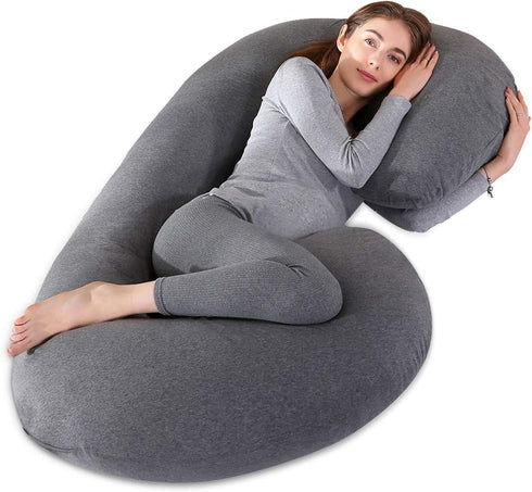 ?????????????????? ???????????? ?????????? COSMOPLUS C Shaped Full Body Pillow Case ?????????? for Maternity,Stretchy Cool Breathable Jersey Fabri...