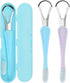 Tongue Scraper & Tongue Brush Set,Tongue Cleaner with Travel Case for Adults & Kids,Oral Care Hygiene Essentials (2pcs,Blue+Purple)...