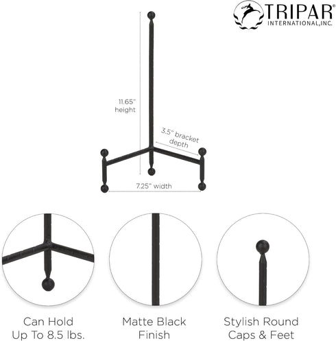 TRIPAR Modern Tripod Easel Display, Black Finish - Lightweight & Durable Design - Perfect for Displaying Decorative Pictures, Artwork, Plates, Til...