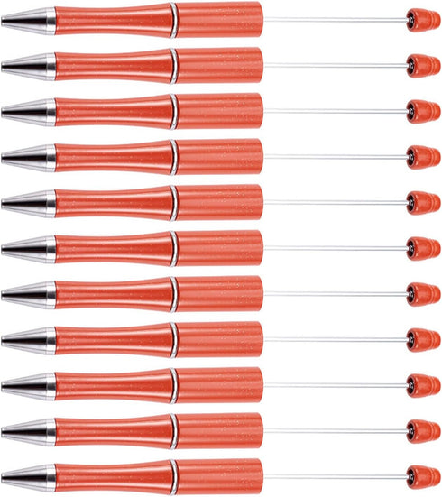 Beadthoven 20pcs Plastic Beadable Pen, Bead Ballpoint Pen Shaft Black Ink Bead Pens for DIY Pen Decorations Supplies Office School Halloween (Oran...
