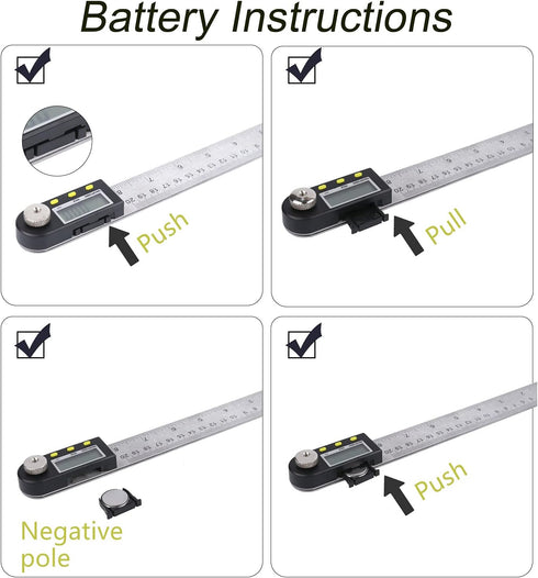 Delgada 200mm/8Inches Digital Angle Finder Ruler - Stainless Steel Protractor for Woodworking and Construction - Battery Included...