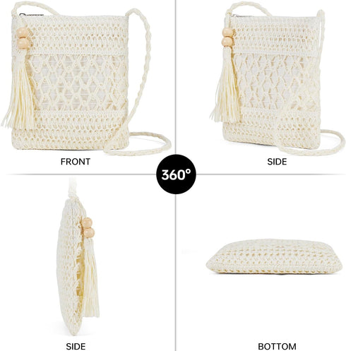 Straw Mesh Beach Bag Crossbody Clutch Purses for Women White Purses for Women Crossbody Purses Cross Body Bag...
