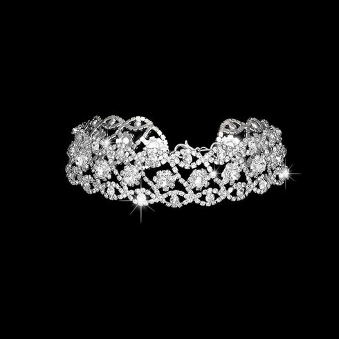 JAKAWIN Rhinestone Choker Necklace Jewelry Adjustable Collar Necklaces Silver Chokers for Women and Girls NK126...