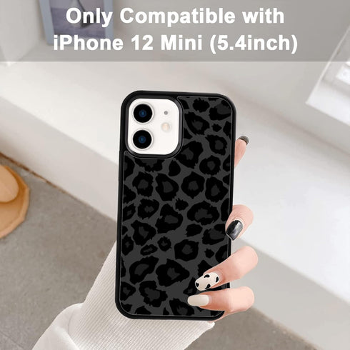 Cute Punchy Black Leopard Cheetah Print Phone Case for iPhone 12 Mini Case for Preppy Girls Women 5.4"...