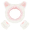 WHAVEL 3PCS Spa Headband and Wristband Set, Cute Cat Ears Headband for Washing Face Makeup Headband Face Wash Headband Wrist Bands(White 02)...