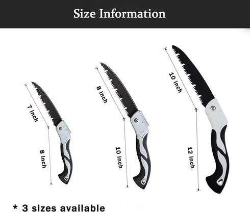 Folding Pruning Hand Saw 10 Inch Blades with SK5 Steel Blade for Tree Trimming, Camping, Gardening, Hunting, Cutting Wood, PVC, Bone with Ergonomi...