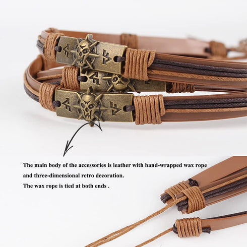 Hat Bands for Cowboy Hats Retro Ethnic Handmade Decorative Jewelry Hats Accessories Clothing Belt Waist Ornaments (Skeleton)...