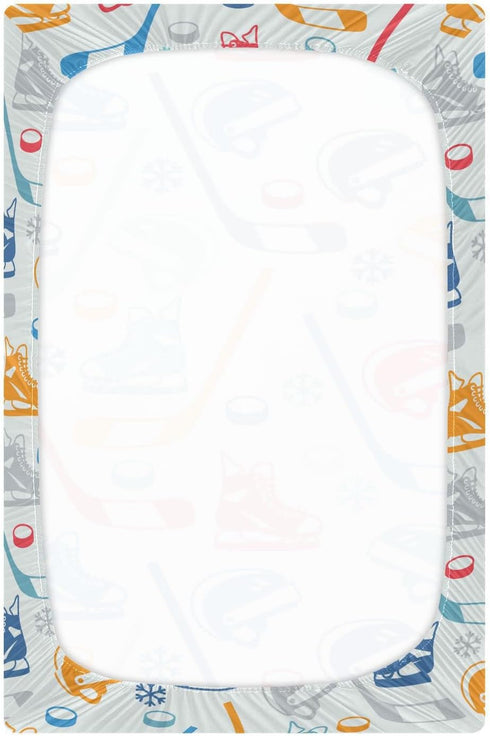 Sports Hockey Fitted Crib Sheet for Boys Girls Baby Crib Sheet Crib Mattress Sheet Mini Crib Sheets Fitted for Infant Baby,52 X 28 in...