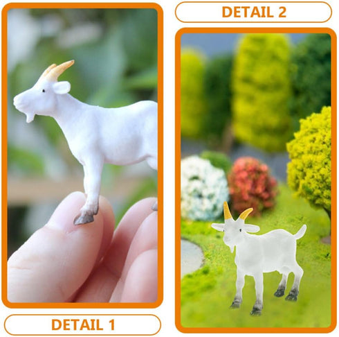 NUOBESTY Mini Goat Figurines 6pcs Plastic Realistic White Goat Animals Simulated Small Lambs Action Models Tiny Farm Sheep Figures Learning Educat...