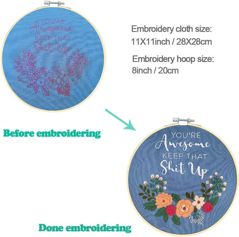 Mothers Day Gifts for Mom from Daughter Son - Embroidery Kit for Beginners - Embroidery Starter Kit Craft Kit Cross Stitch Kit - Birthday Gift for...