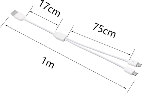 CERRXIAN 3Ft USB 2.0 Type A Male to 2 Micro USB Male Splitter Y Data Charge Connector Adapter Cable (White)...