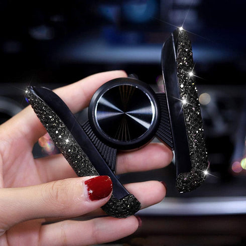 SUNCARACCL Bling Car Phone Holder Mini Dash Air Vent Automatic Mount Universal 360°Adjustable Crystal Auto Stand Accessories for Women and Girls (...
