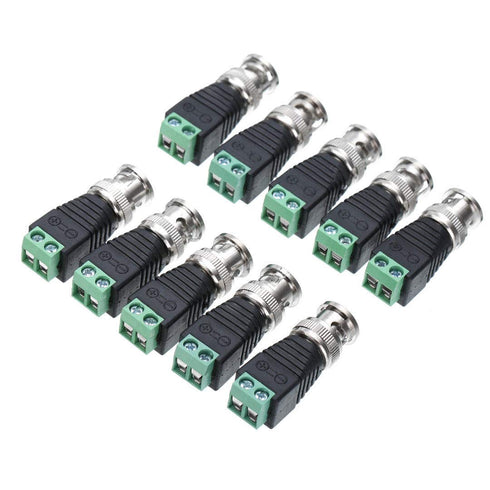 BNC Male Balun Connector 28 Pcs Coaxial Cat5 to BNC Male Connector and BNC to 2 Screw Camera Terminal Male Adpater for CCTV Surveillance Video Cam...