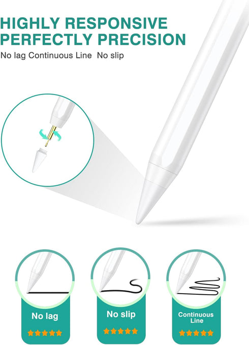 Stylus Pen for iPad, 10 Min Fast Charge Apple iPad 10th Generation Pencil Work for Apple iPad Pro 11/12.9", iPad 6-10, iPad Air 3-5, iPad Mini 5/6...