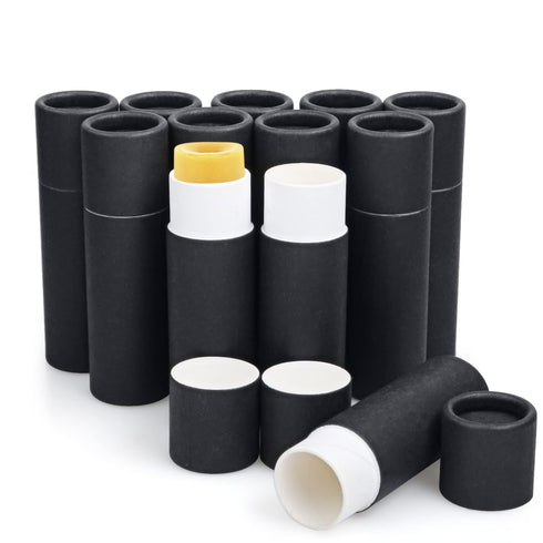 12 Pcs 0.3 oz Paperboard Lip Balm Tubes,Push-Up Style,Empty Kraft Paper Lipstick Tube,Biodegradable Round Solid Perfume Lotion Lip Gloss Container...