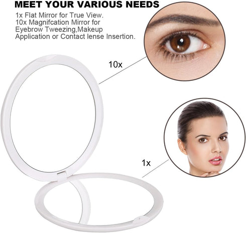 deweisn Magnifying Compact Cosmetic Mirror Elegant Compact Pocket Makeup Mirror, Handheld Travel Makeup Mirror with Powerful 10x Magnification and...