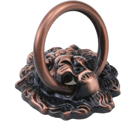 Ring Pulls Handle 2-inch Lion Head Drawer Pulls Vintage Red Copper Tone Cabinet Ring Pulls -2pcs...