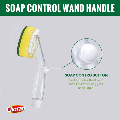 Soap Control Handle Dishwand Refills, 6 Sponges Heads Dish Wand Refill Replacement, Heavy Duty Non-Scratch Scrubber Dispensing Scrub Brush, Dishwa...