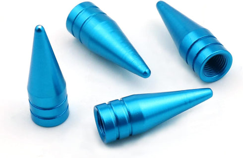 Valve Caps Aluminum Pointed Shape Cars Tires Valve Stem Caps Cover Dustproof Fit Most Vehicle SUV Bike Trucks Motorcycles 4 Pcs/Set (Metallic Blue...